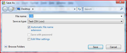Save as Text CSV