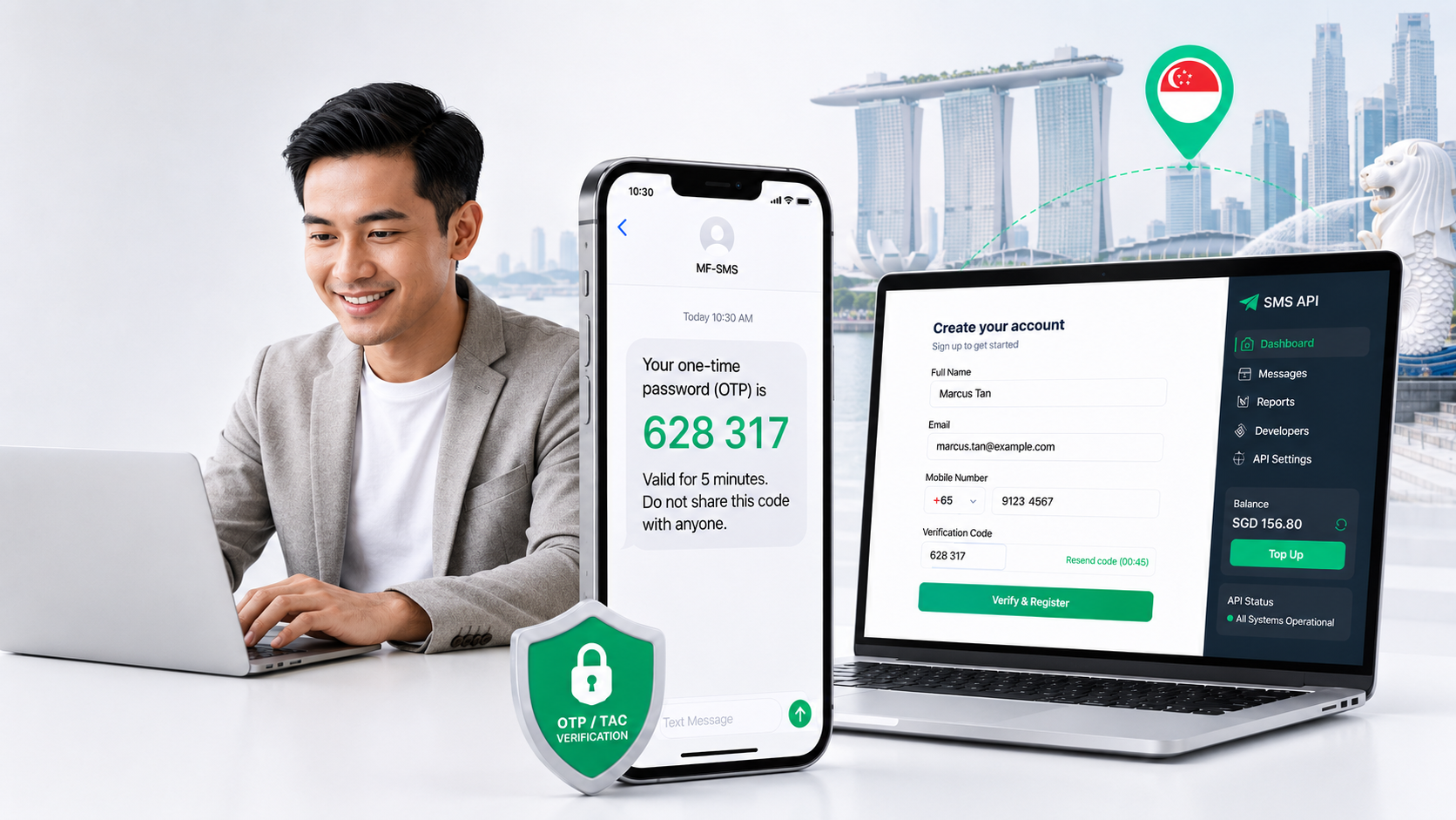 SMS API Singapore for TAC OTP and customer alerts
